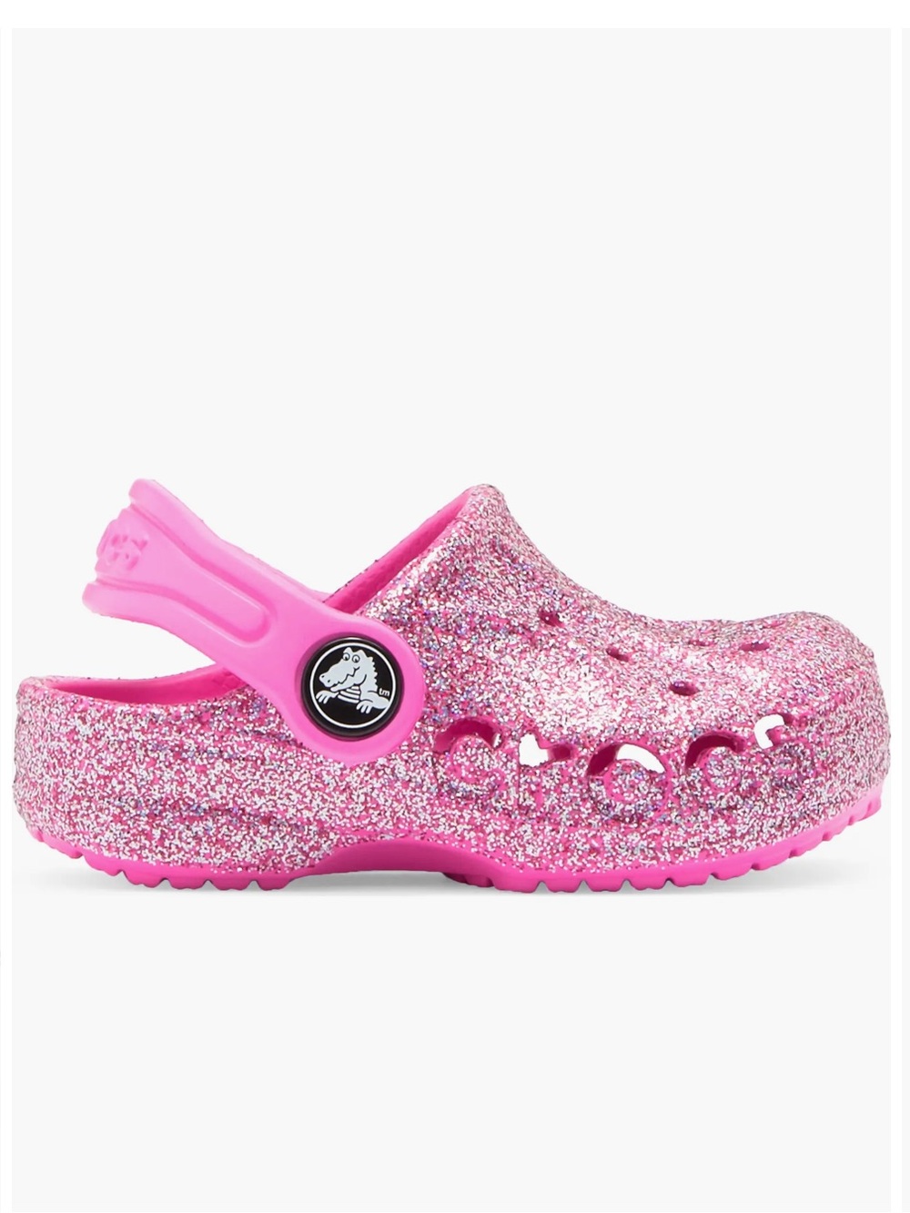 Baby Girl CROCS Toddler Baya Glitter Clogs Mules Slip On Shoes Pink 7 23 Neon